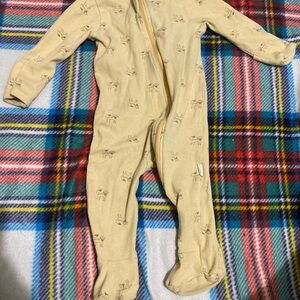 Cream Footie One Piece with Integrated Feet and Soft Fabric